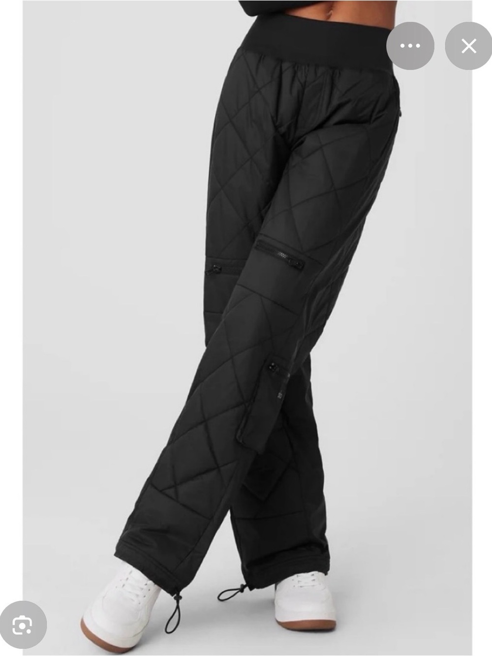 ALO Yoga Black Quilted Wide-Leg Cargo Pants